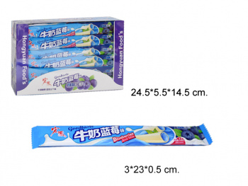 Конфета арт. 002220-2/098056-2 Жевательная трубочка-тянучка "Черника и молоко" 16 г 30 шт в кор.',#*