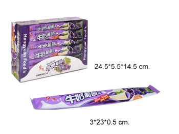 Конфета арт. 002220-1/098056-1 Жевательная трубочка-тянучка "Виноград и молоко" 16г 30 шт в кор.'*,#