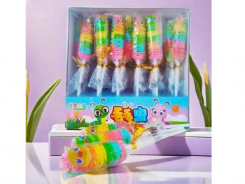 Конфета арт. 841401 Карамель на палочке "Гусеница" вкусы микс 30 шт. в кор.'#*