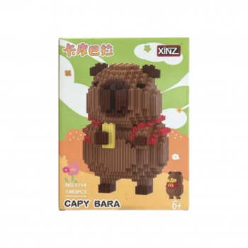 Конструктор арт. 5114-802 Микро Капибара с красным рюкзаком 1483 дет. в кор.