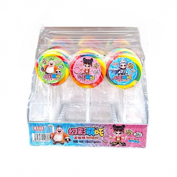 Конфета арт. 451833/451888 Леденец Радужный на палочке ассорти 30 г 30 шт. в открытой кор.'