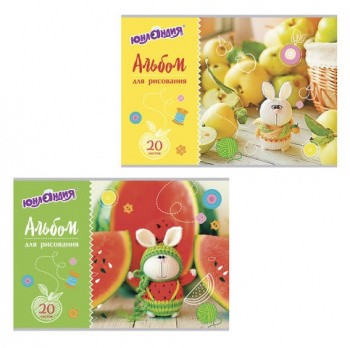 кс_Альбом для рисования арт. 105050 А4, 20 л. скоба, обложк.картон ЮНЛАНДИЯ 202х285мм "Вязаный заяц"